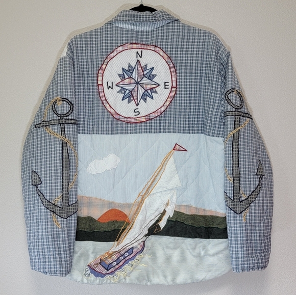 Vintage Patch Magic Nautical Reversible Patchwork Quilted Jacket - Picture 2 of 11
